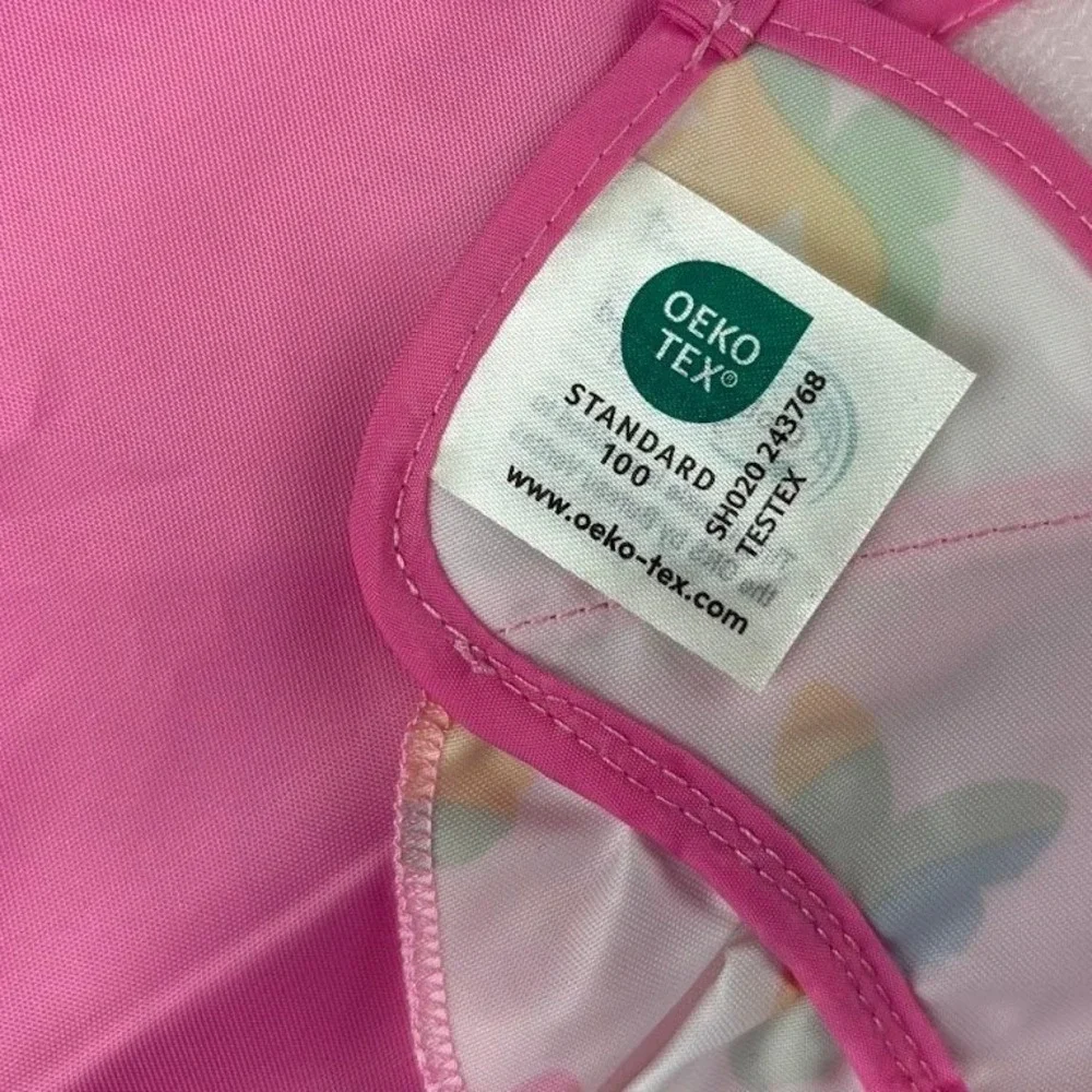 Tiny Twinkle Baby Mess Proof Bibs Waterproof Pocket Ruffle Butterfly Pink Purple